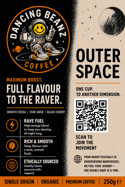 DANCING BEANZ  OUTER SPACE 250G COFFEE Cafetière – For French press.
